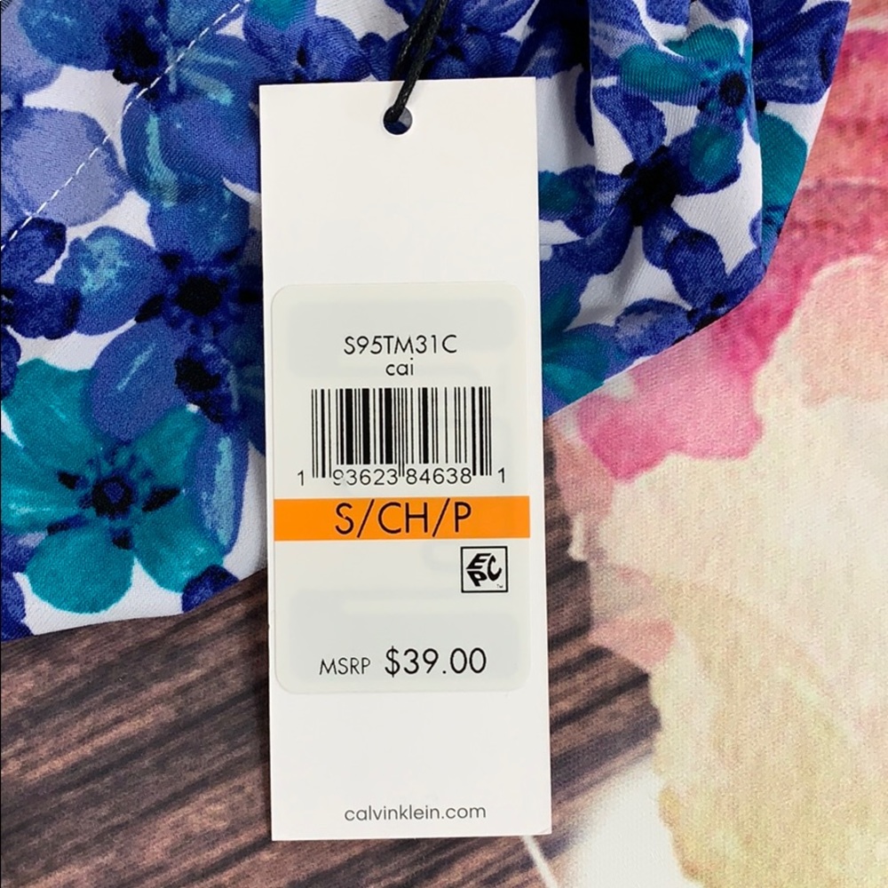 👚New Calvin Klein 👚Size Small Blue Floral - Picture 5 of 5